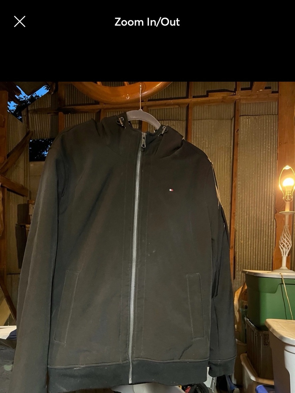 Tommy Hilfiger Black Hooded Raincoat with Subtle Logo